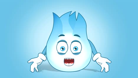 la llama de gas de dibujos animados sorprendió el choque con la animación de la cara alfa mate
