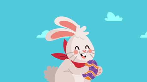 conejo de pascua con un huevo de pascua