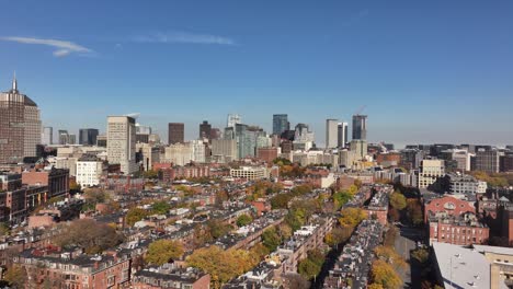 boston, massachusetts city skyline aerial drone shot
