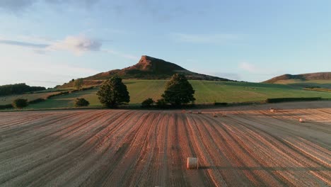 Tiempo-De-Cosecha-En-La-Granja-Aireyholme-A-La-Sombra-De-Roseberry-Topping,-Parque-Nacional-North-York-Moors