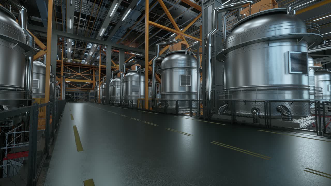 Large Factory Premises With Tans And Pipe Systems. Facilities For Dairy Products Enterprise