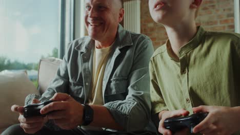 father and son enjoying video games together