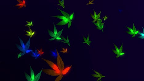 abstracto hoja de árbol fondo en bucle - la hoja para bailar - hojas de otoño - hojas del otoño que caen - hoja de árbol girando y volando alrededor - en buque - color del resplandor del arco iris