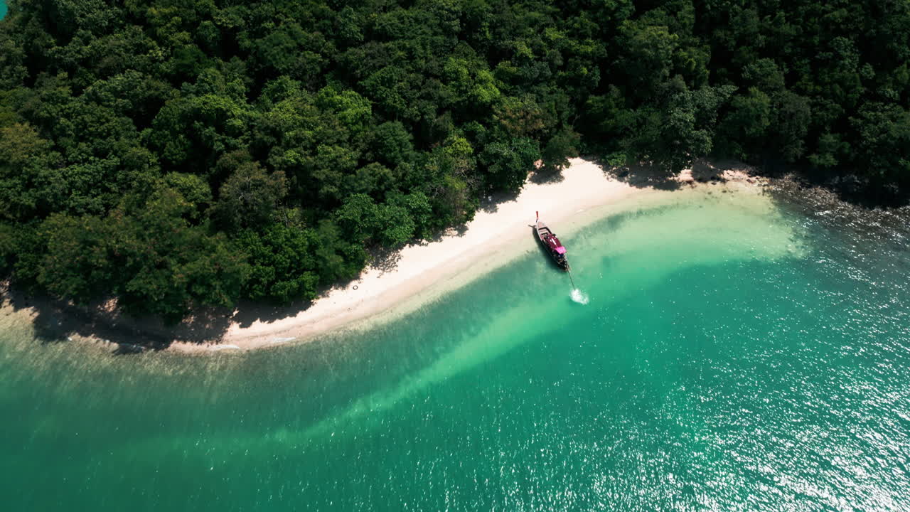 Tropical Island Beach with Longtail Boat