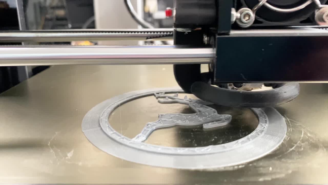 Three-dimensional printer making 3D plastic model of a Christmas deer toy. 3D printing technology. Scene C.