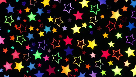 colorful stars of various sizes and shapes animation on black background