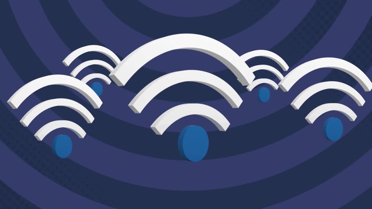 animación de múltiples iconos de internet wifi que flotan en un bucle sin costuras
