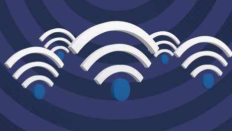 Animation-of-multiple-Wifi-internet-icons-floating-in-seamless-loop