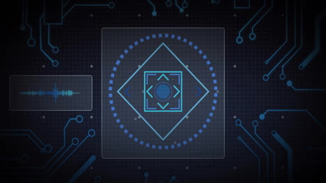 animation of scope scanning and digital data processing over black background