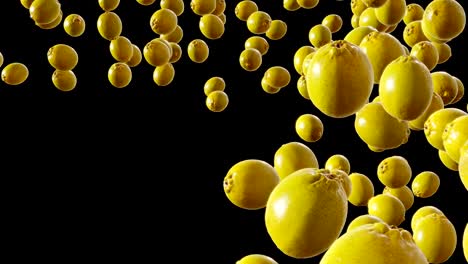 lemons falling on curve 3d animation