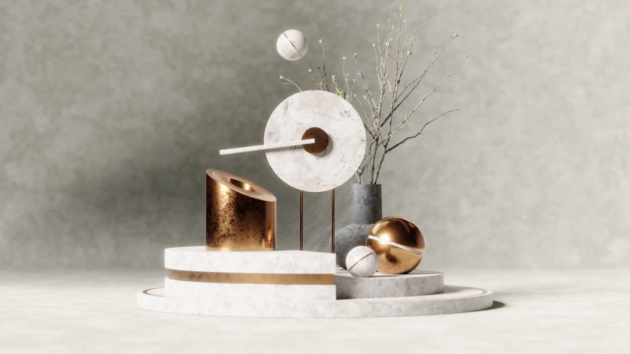 Looped video of ball rolling on gear. 3d animation