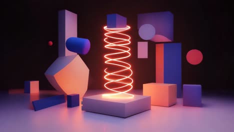 abstract geometric neon spiral display