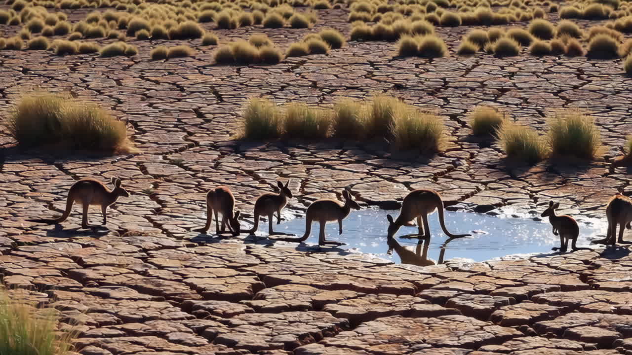 Kangaroos at a Waterhole in the Australian Outback