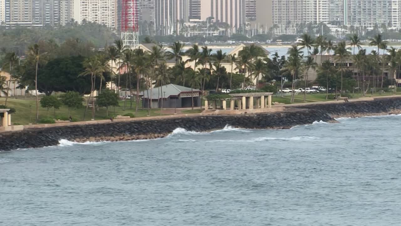 Honolulu, case con vista sull'oceano, isola di Oahu, Hawaii.
