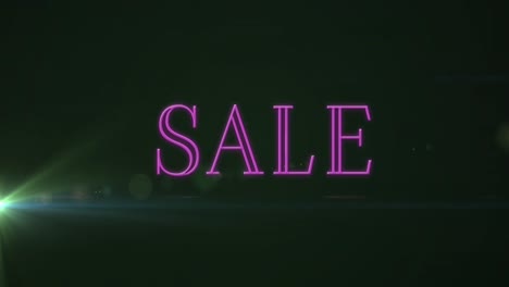 Animation-of-pink-neon-sale-text-with-light-on-black-background