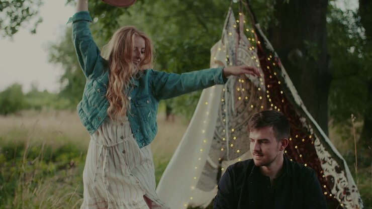 Modern Rustic Couple Laughing And Smiling While Embracing Outdoors 10