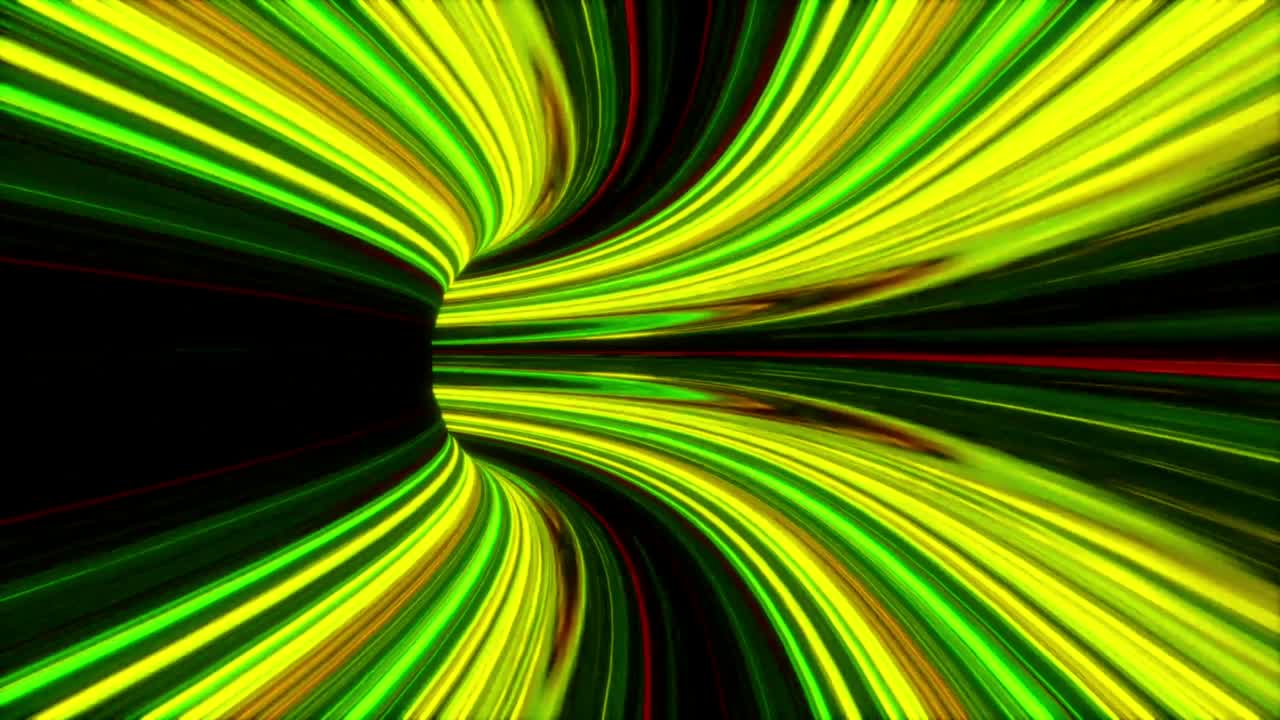Animation colorful speed lines effect isolate on black background.