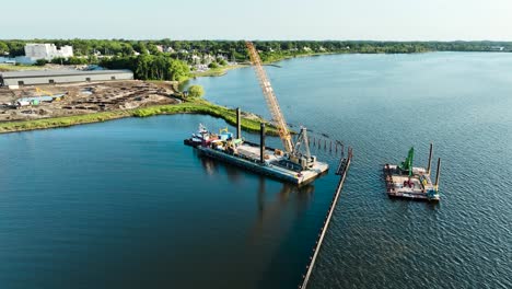 rotation aerial over a marina being built