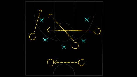 animación del plan de juego y el campo deportivo sobre fondo negro