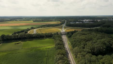 aerial view of highway intersection and surrounding rural landscape