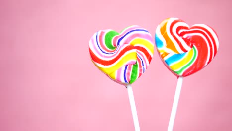 colorful heart-shaped lollipops