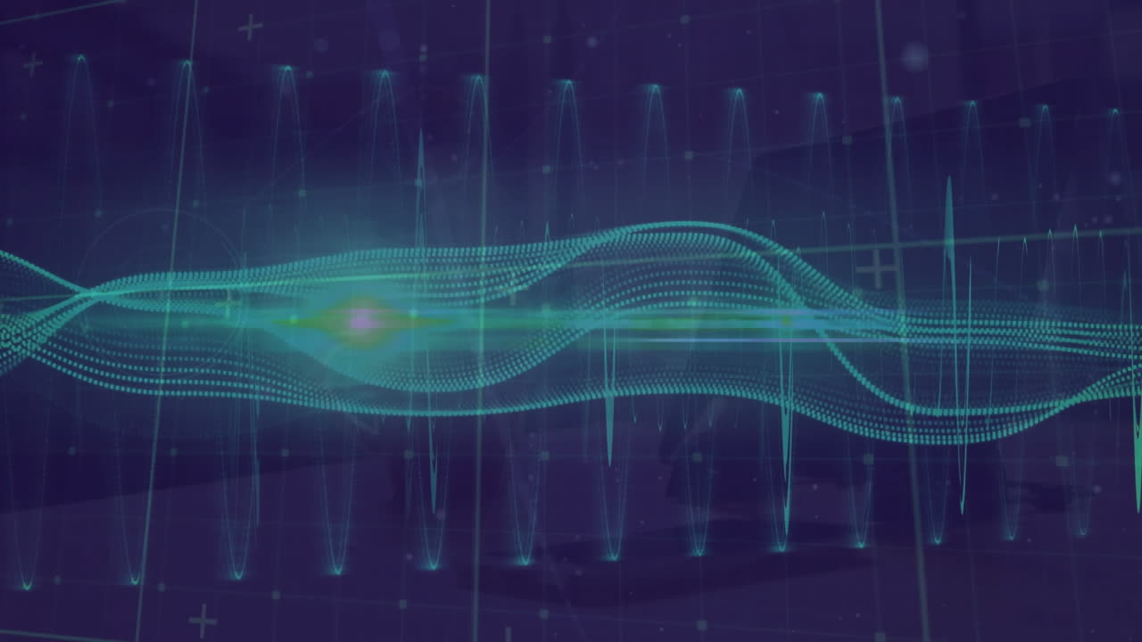 검은색 배경의 빛 트레일의 애니메이션과 데이터 처리