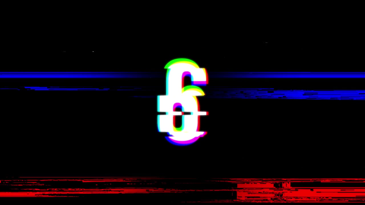 Digital Glitch Countdown from Ten to Zero on Black Background