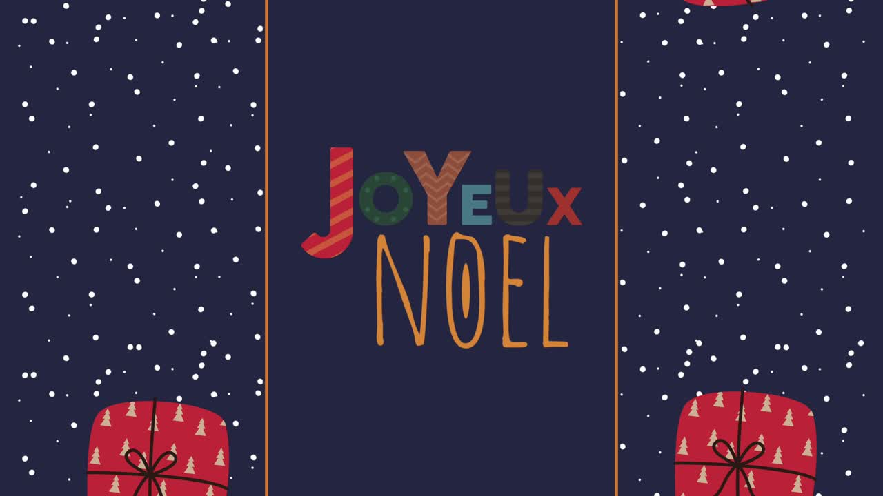 letras de felices navidades con animación de copos de nieve