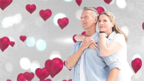 happy couple hugging with heart