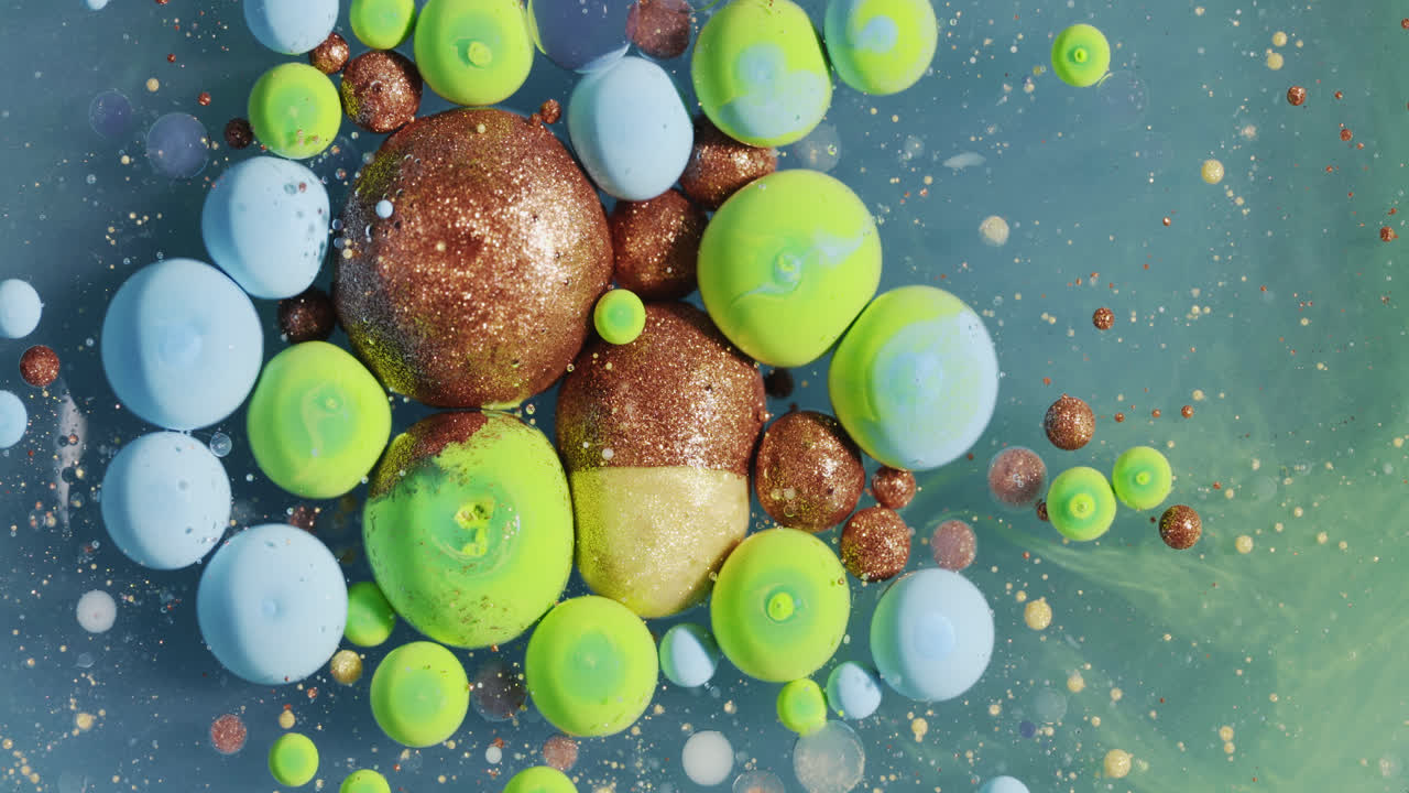 bacterias patógenas microscópicas orgánicas arte fluido abstracto partículas líquidas girando alrededor de macroburbujas con efecto de flujo de tinta de mármol acrílico psicodélico