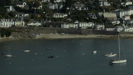 St-Mawes-Sea-Hafen-Hafen-Cornwall-Küstenlinie-Luftbild-Boote-Häuser-Sommer-Uk