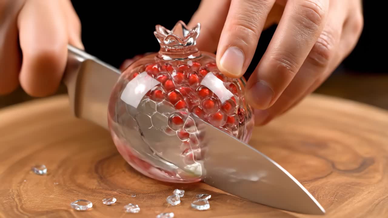 Cutting a Crystal Pomegranate