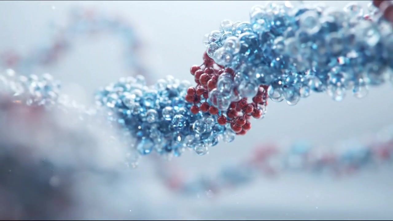 Blue and Red Molecular Cluster Forming in a Clean Scientific Visualization