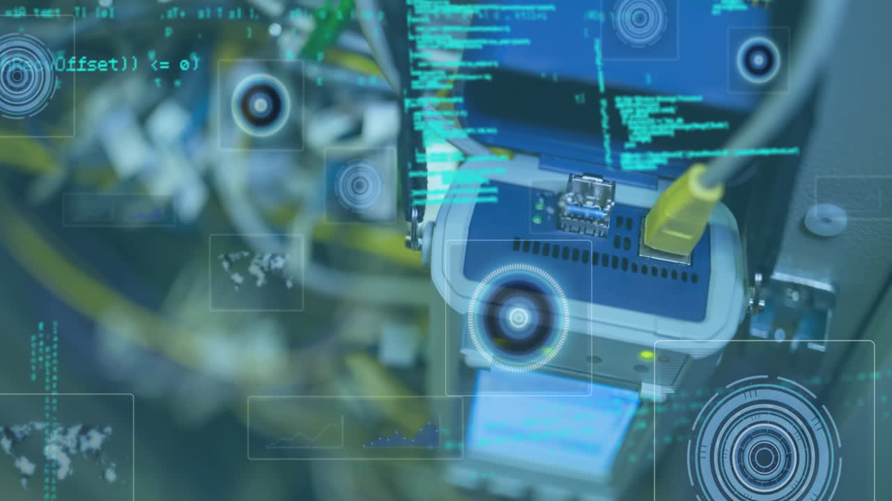 animación del procesamiento de datos a través de un servidor informático