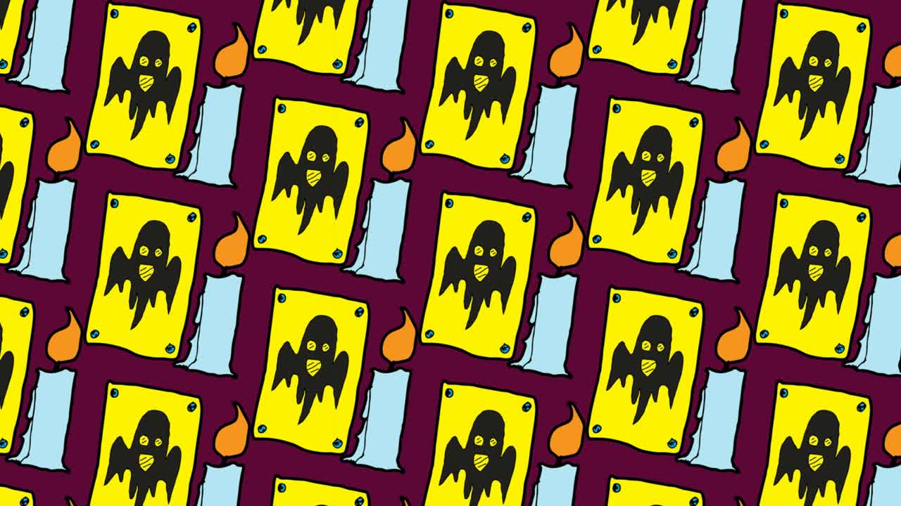 niños dibujando arte pop fondo sin costuras con tema de fantasmas y velas