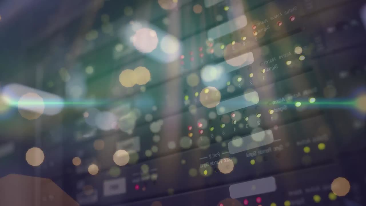 컴퓨터 전선 위에 떠다니는 불과 점들의 애니메이션