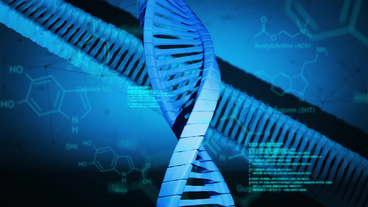Animation of dna strand and scientific data processing