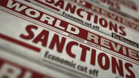 sanctions, economy blockade, politics and embargo news newspaper printing press