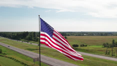 smooth slo-mo of the star spangled banner, rural scene, 4k