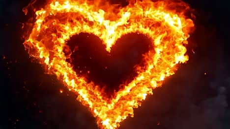 a heart made of fire on a black background