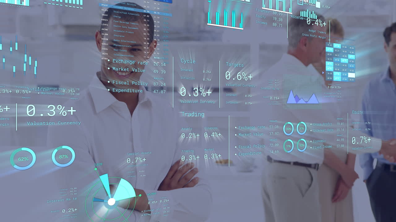 análisis de datos de negocio animación sobre diversos profesionales en el entorno de la oficina