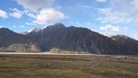 scenery of the nuns veil mountain in canterbury region of new zealand - wide shot