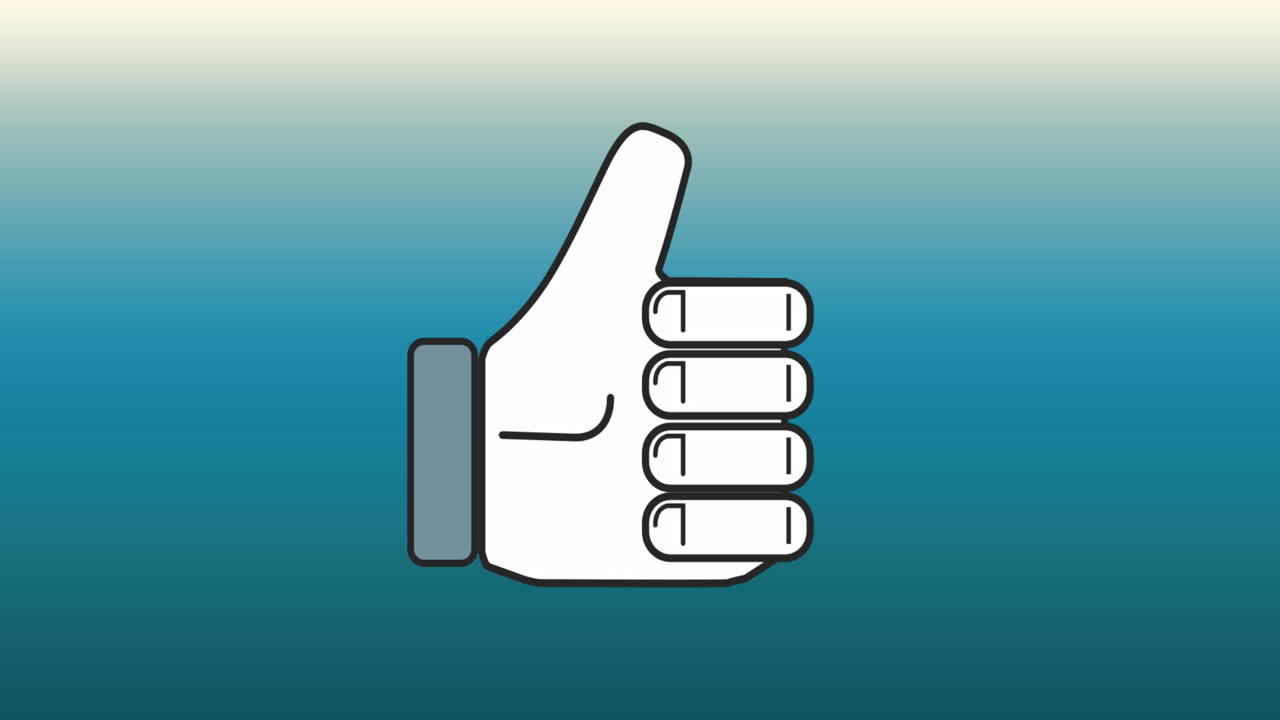 animación de un icono similar contra el espacio de copia en un fondo de gradiente azul