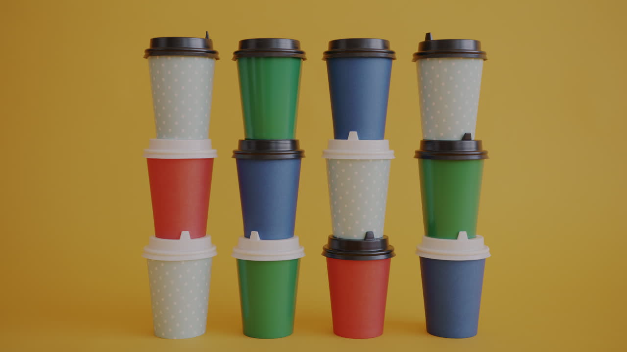 Stacked Colorful Coffee Cups