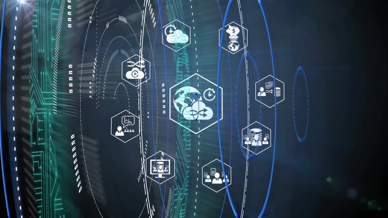 animación de iconos de negocios a través de escaneo de ámbitos