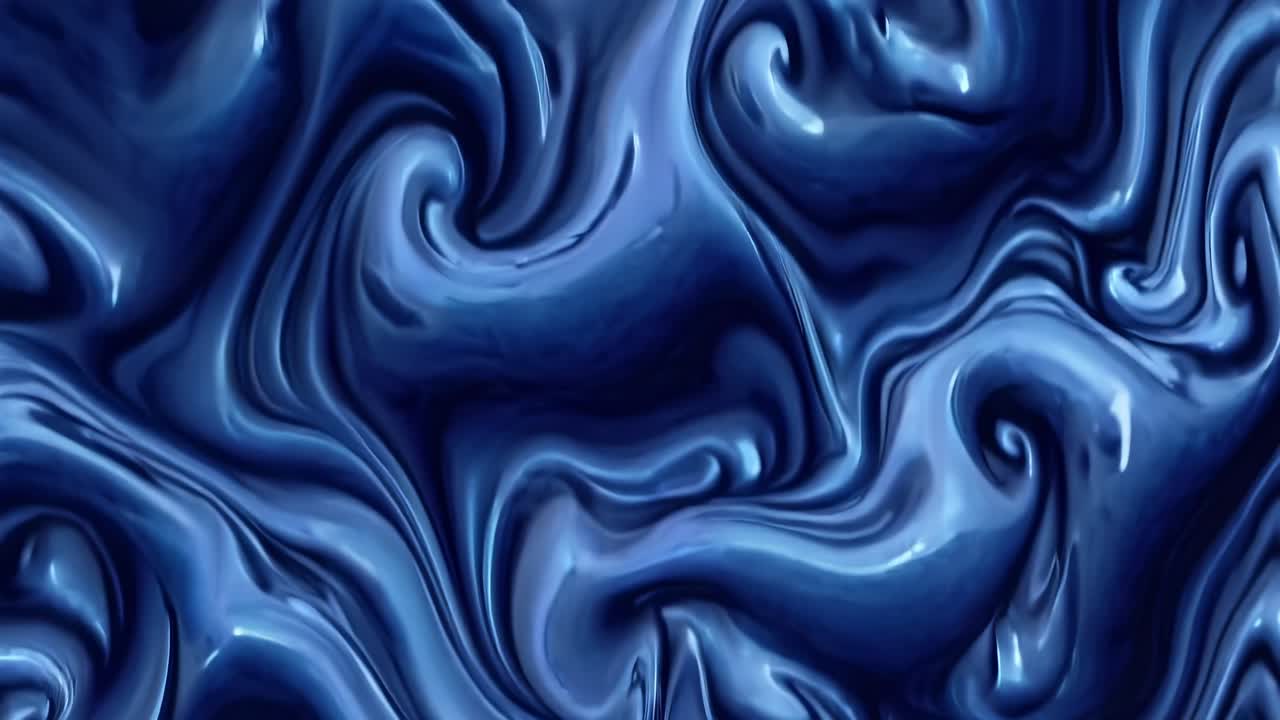 Blue liquid waves creating swirling patterns, resembling marble and abstract painting, generating mesmerizing visual textures with dynamic fluid motion and elegant color transitions