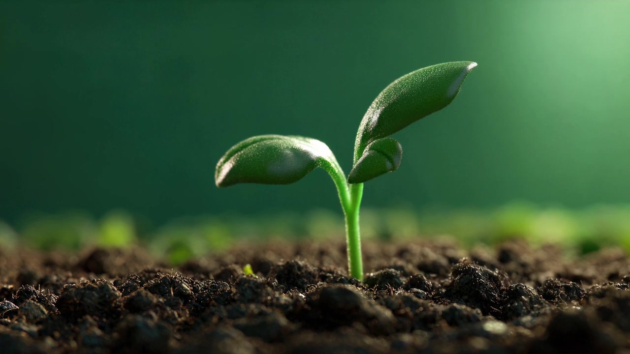 Un vivace germoglio verde emerge da un terreno ricco e scuro
