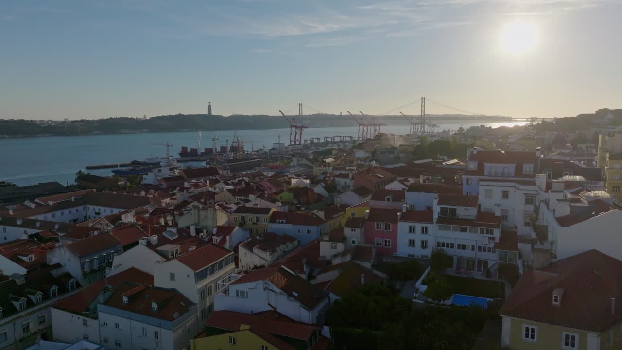 Drone shot of Lisbon from Santos.