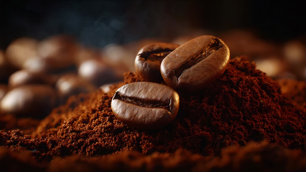 Coffee Beans on Ground Coffee