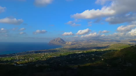 spectacular aerial timelapse of monte cofano sicilian natural reserve close to san vito lo capo in italy